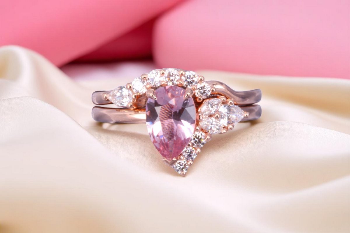 Morganite bridal ring set for La Mesa couples