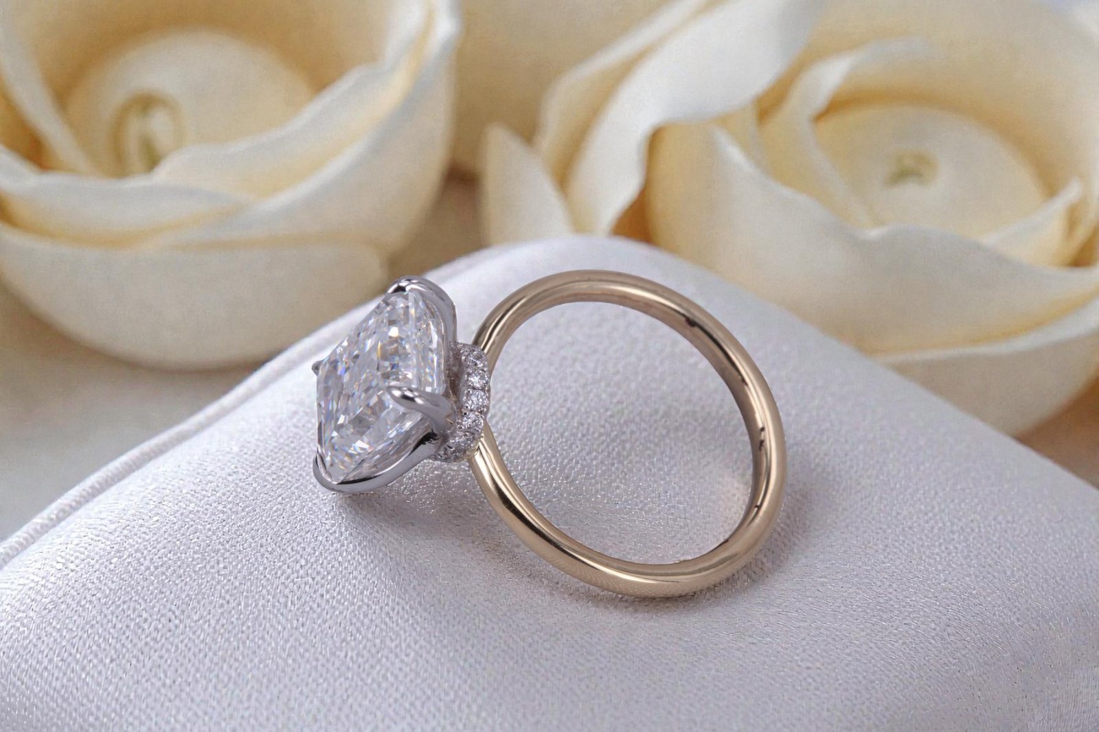 Custom two-tone engagement ring for couples in La Mesa