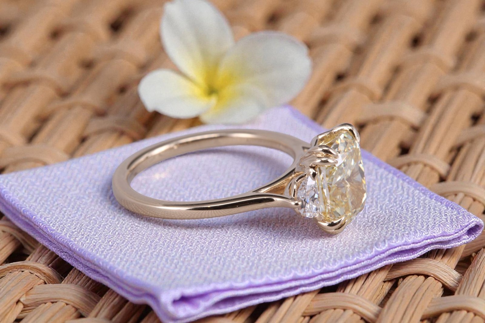 Custom yellow diamond ring for couples in La Mesa